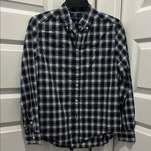 Ralph Lauren Black and White Classic Plaid Button-Down Shirt like new